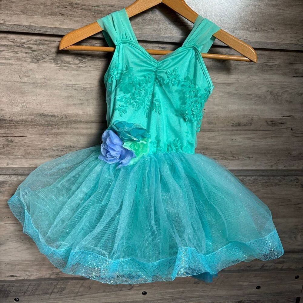 Weissman LC 13557 Turquoise Green Dance Costume Ballet Tutu Floral Mermaid